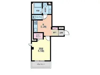 LUANA FUTABA(1DK/2階)の間取り写真