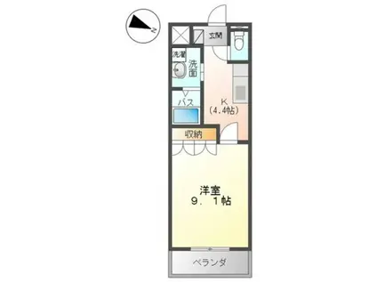 カントリードール(1K/1階)の間取り写真