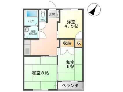 東部マンション(3K/2階)の間取り写真
