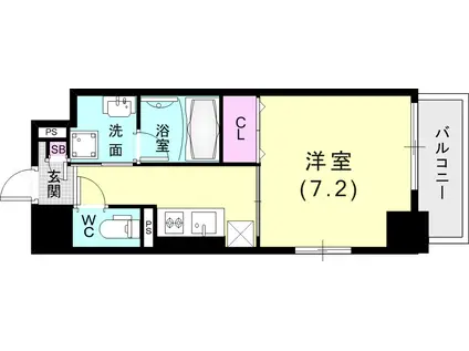 フェリーチェヴィータ(1K/6階)の間取り写真