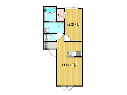 POLARIS MIWA(1LDK/2階)の間取り写真