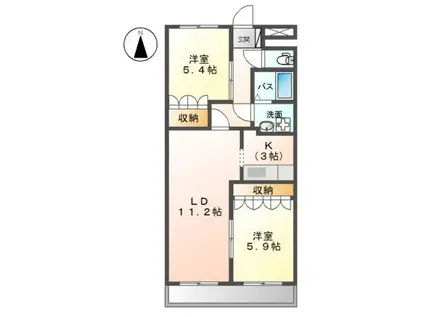 ローズマリーII(2LDK/2階)の間取り写真