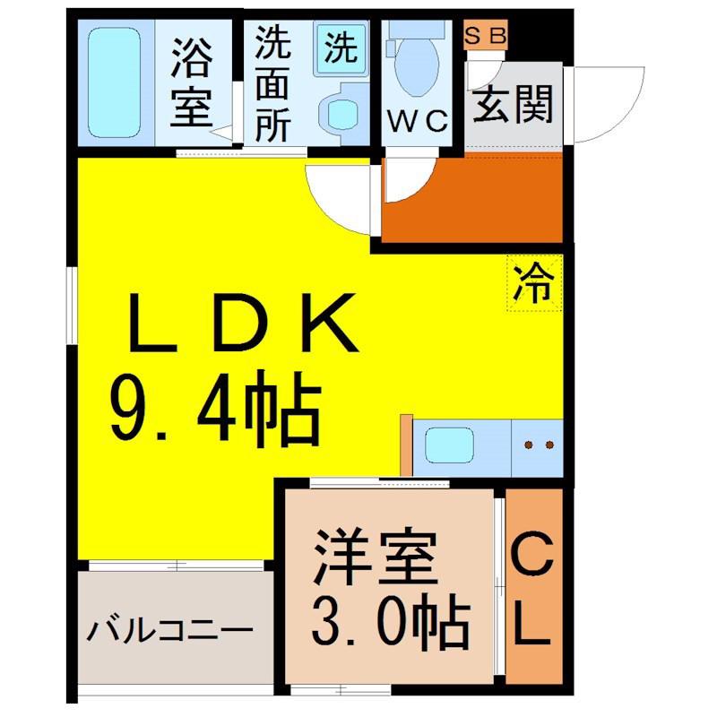 レガリストEN黒川(1LDK/3階)の間取り写真