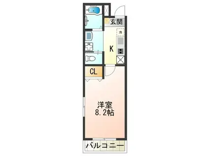 ブライト日根野(1K/5階)の間取り写真