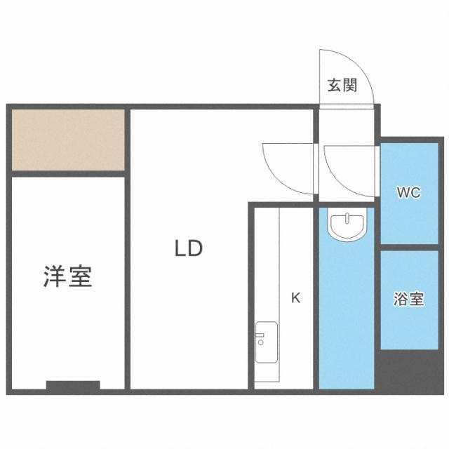 エクセル本通(1LDK/1階)の間取り写真