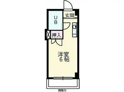 市川シティーハイム(ワンルーム/3階)の間取り写真