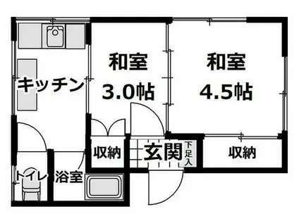 奥栄ビル(2K/4階)の間取り写真