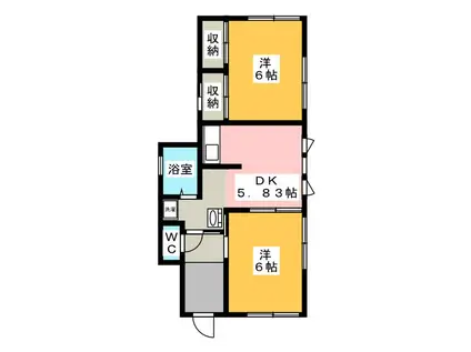 ツインコーポ馬渕(2DK/1階)の間取り写真