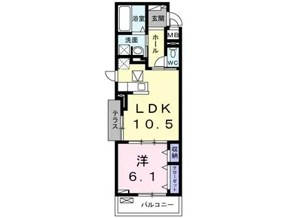 エルピーノ(1LDK/1階)の間取り写真