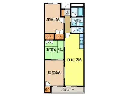 リトルバレイA棟(3LDK/2階)の間取り写真