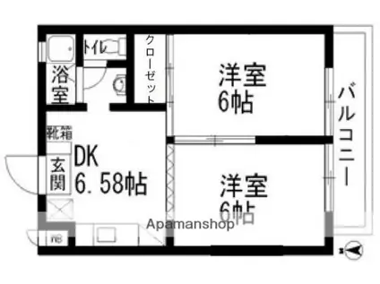 第二讃井ハイム(2DK/3階)の間取り写真