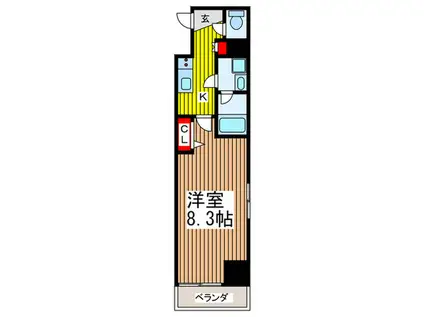 アクシーズタワー新都心(1K/10階)の間取り写真