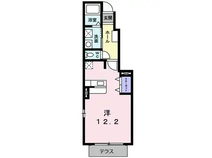 レ・フレール B(ワンルーム/1階)の間取り写真