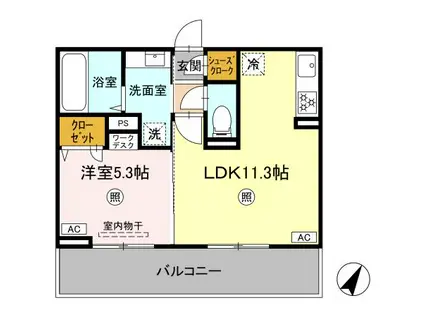 シャルム宇土(1LDK/2階)の間取り写真