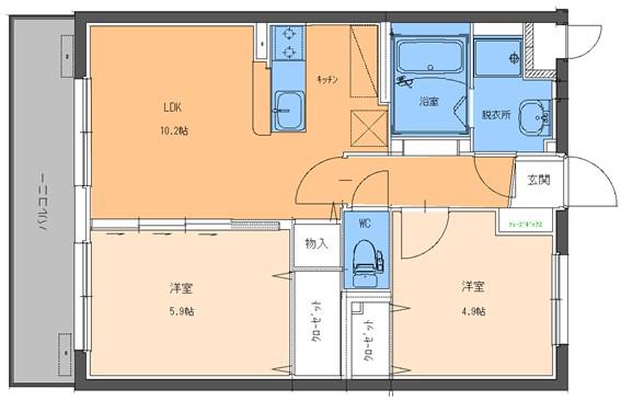 サンハイツアイタウン天辰A棟(2LDK/3階)の間取り写真