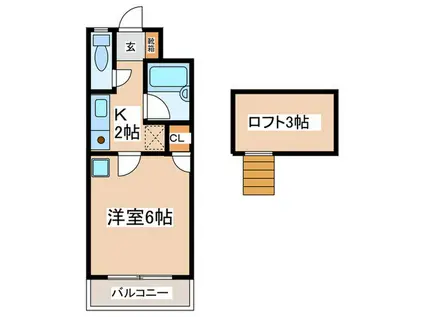 メリーメイトI(1K/1階)の間取り写真