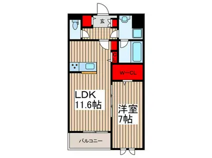 VOITURE M´H(1LDK/2階)の間取り写真