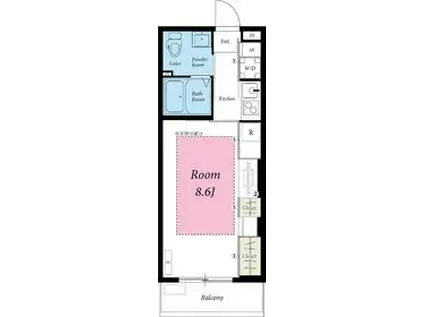 リブリ・平塚(1K/1階)の間取り写真