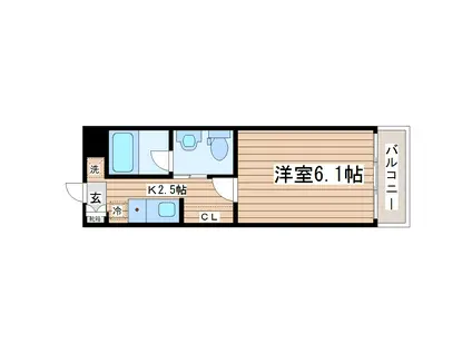 シャトーレイネ B棟(1K/1階)の間取り写真