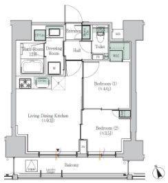 ONE ROOF RESIDENCE ASAKUSABASHI(2DK/3階)の間取り写真