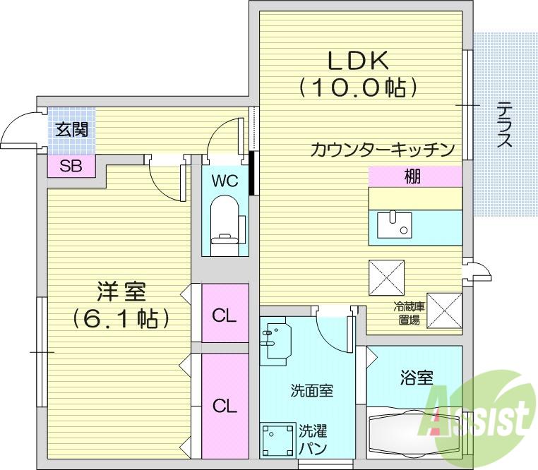 サクラコーポ(1LDK/1階)の間取り写真