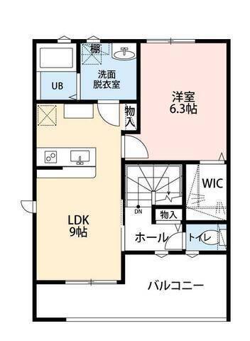 LOTUS西横地(1LDK/2階)の間取り写真