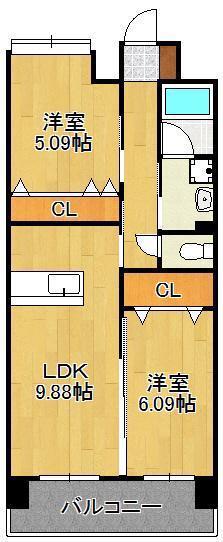 リード大手町(2LDK/7階)の間取り写真