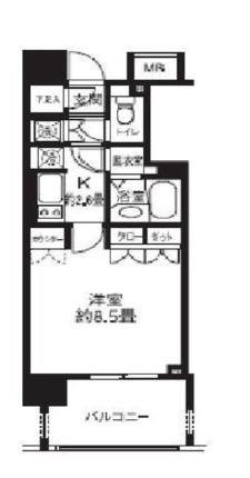 ライオンズシティ白金高輪(1K/6階)の間取り写真