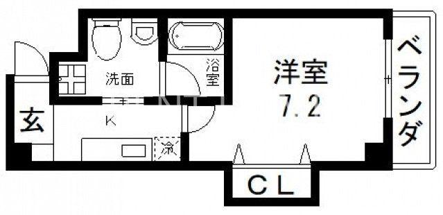 第7美和マンション(1K/8階)の間取り写真