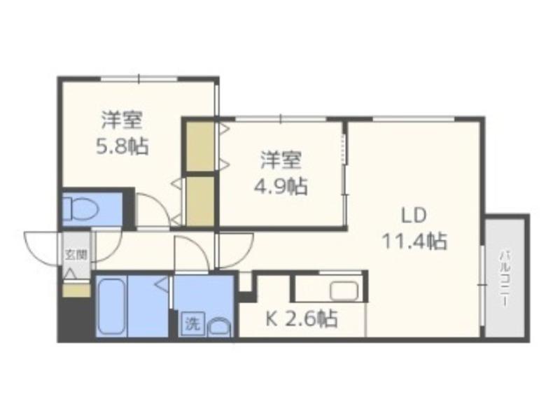 ブランシャール桑園(2LDK/3階)の間取り写真