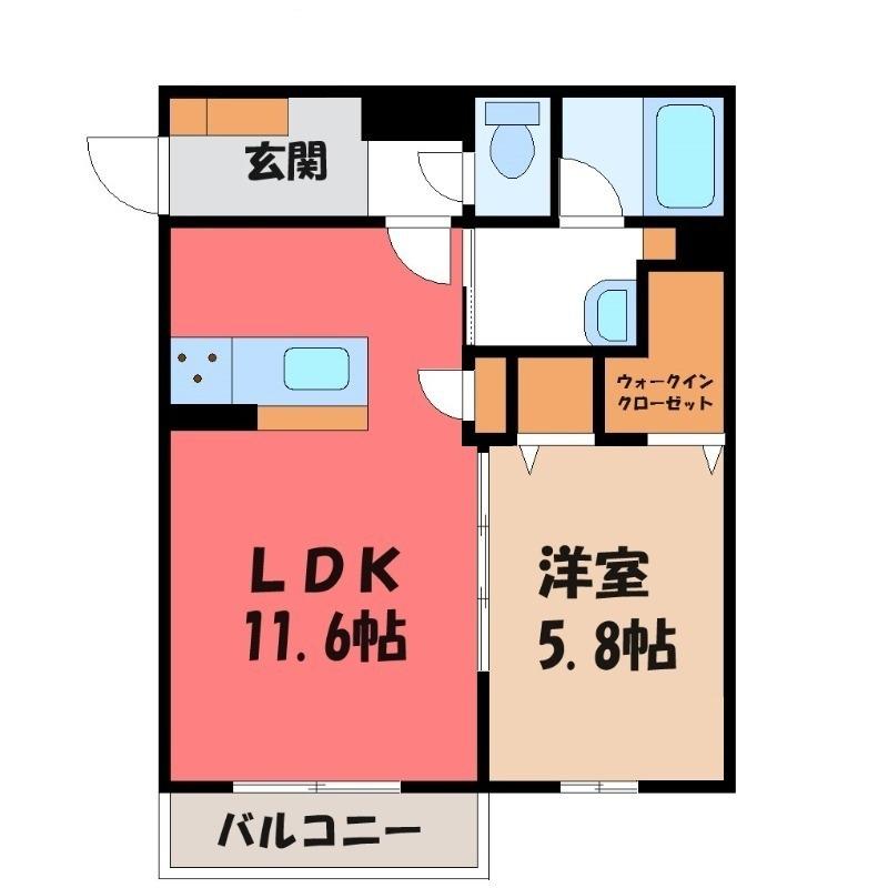 JESMAISON(1LDK/1階)の間取り写真
