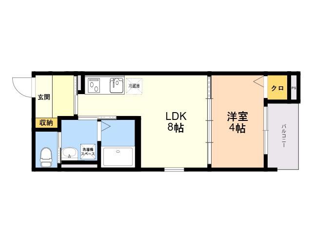ROBOT HOME 竹下(1LDK/3階)の間取り写真