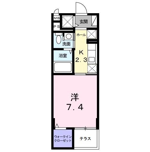 オークヴィラ(1K/2階)の間取り写真