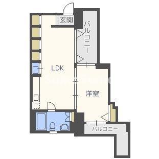 アーバンフラッツ湊町(1LDK/5階)の間取り写真