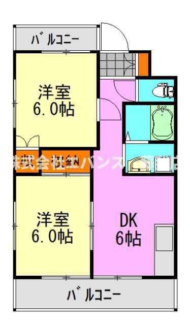 サンハイツ千葉(2DK/4階)の間取り写真