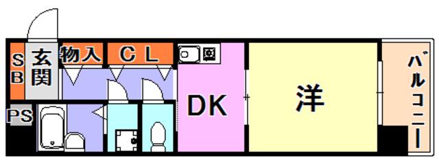 プレサンス新神戸(1DK/2階)の間取り写真