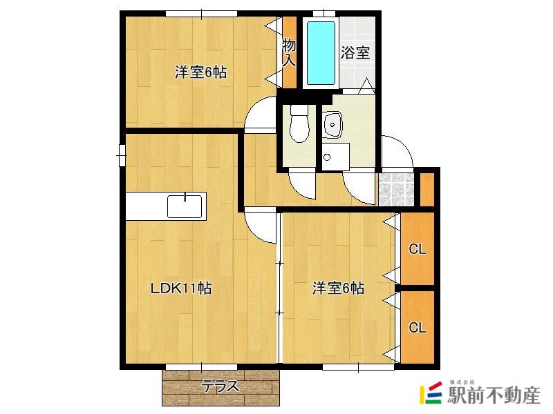 クレールシャンス(2LDK/1階)の間取り写真