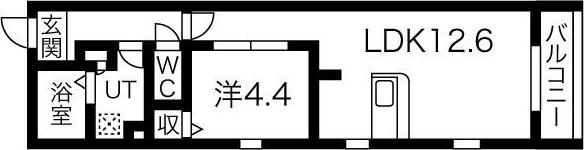 クラージュ平安(1LDK/2階)の間取り写真