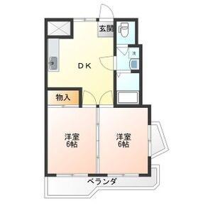 赤羽ハイツ1号棟(2DK/3階)の間取り写真