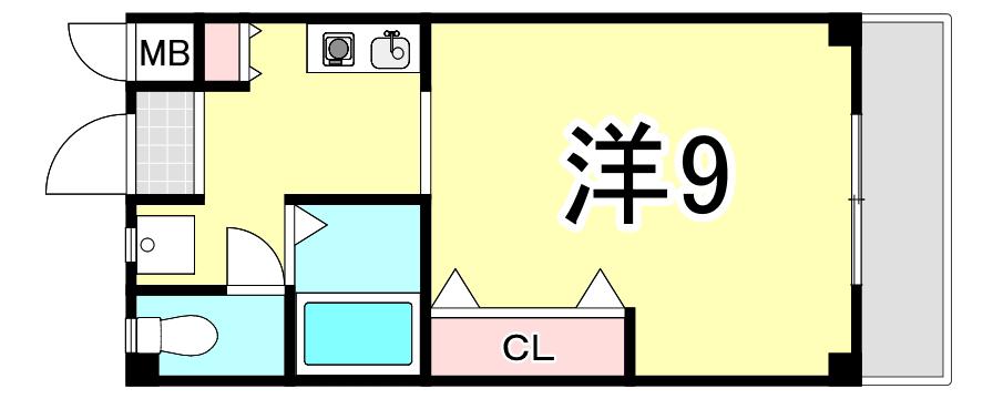 竹園マンション(1K/2階)の間取り写真
