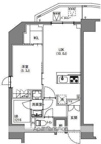 S-RESIDENCE新宿御苑(1LDK/2階)の間取り写真