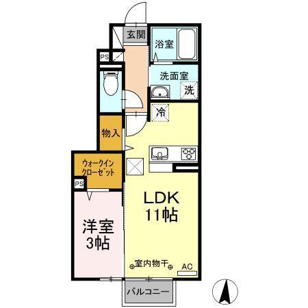 リバティ中田(1LDK/1階)の間取り写真
