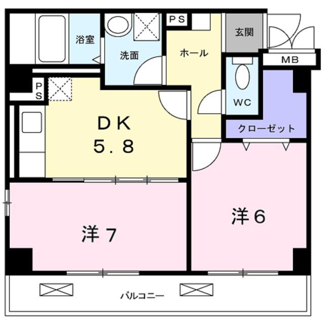 アルディエンテY&J(2DK/2階)の間取り写真