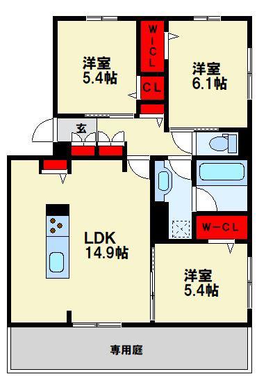 TORISIA相生町(3LDK/1階)の間取り写真