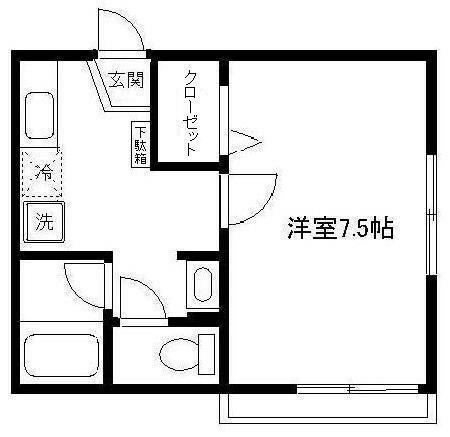 フィオーレ本牧(1K/1階)の間取り写真