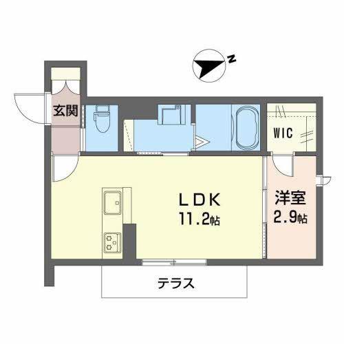 ベレオ鷺ノ森(1LDK/1階)の間取り写真