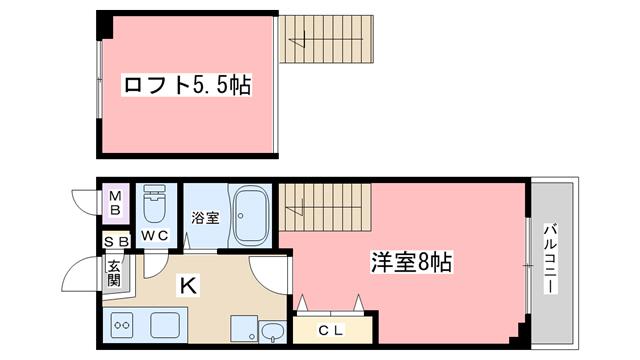 イーストビューヤサカ(1K/3階)の間取り写真