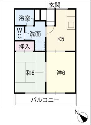 メゾンフジエ(2K/2階)の間取り写真