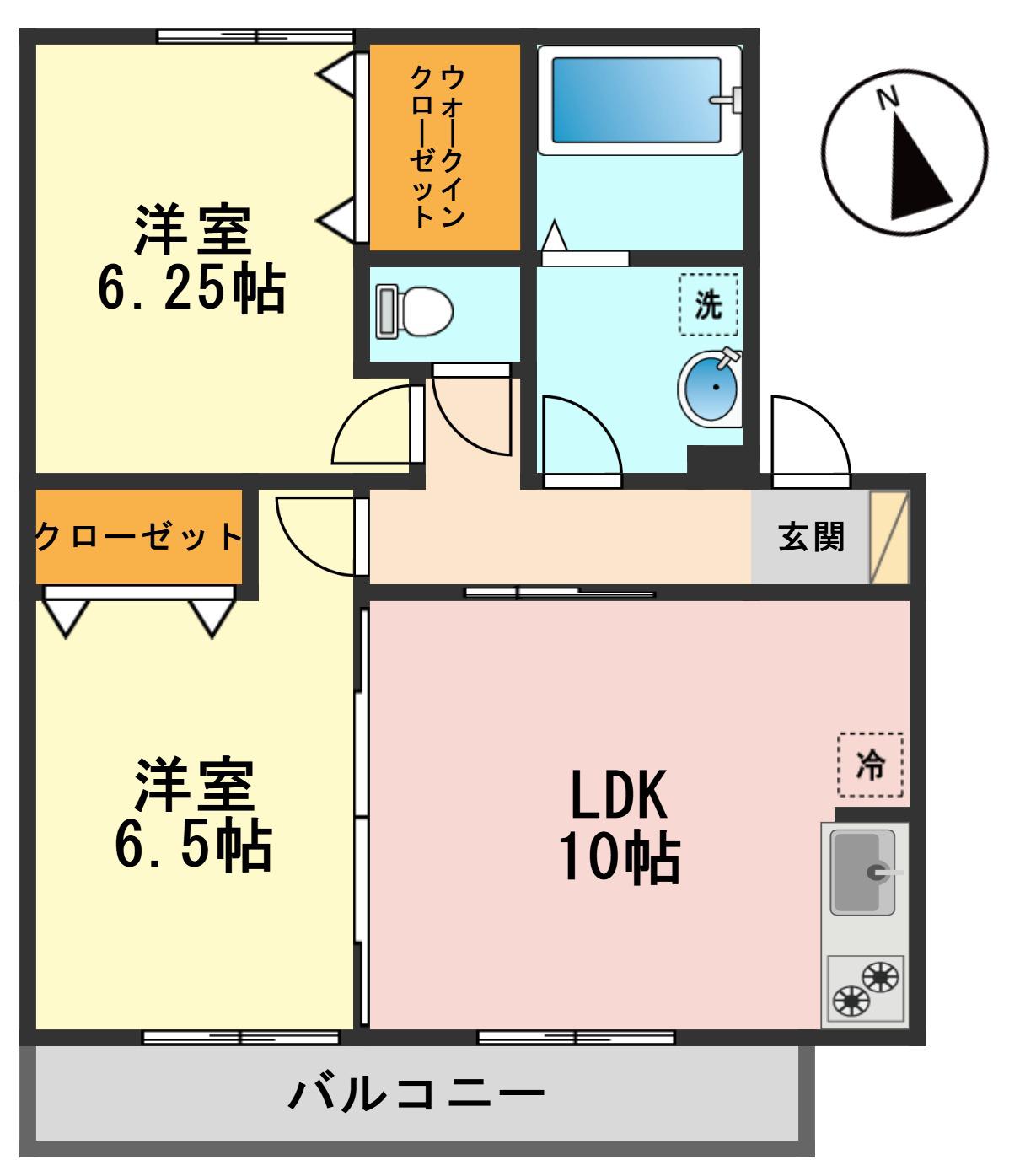 シャルマンドミール A棟(2LDK/1階)の間取り写真