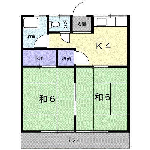 第一五橋苑(2K/1階)の間取り写真